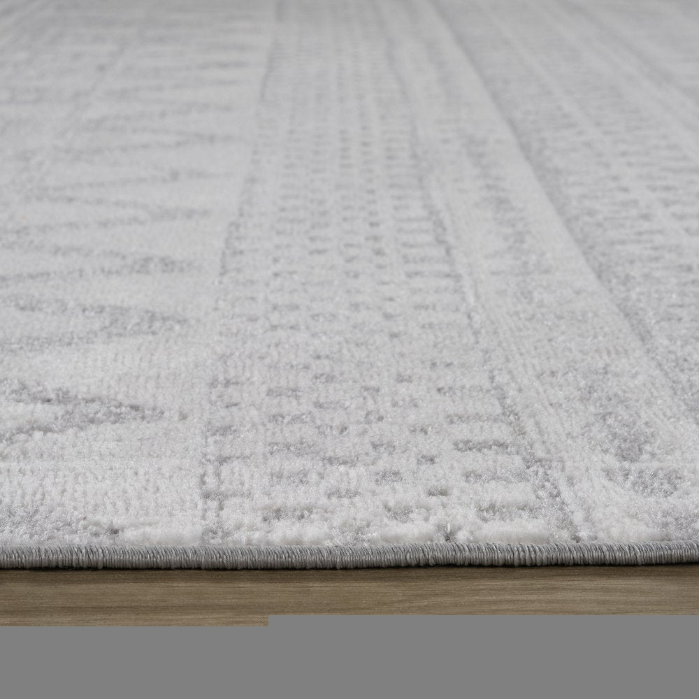 8' X 11' Gray and Cream Abstract Distressed Area Rug