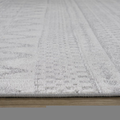 8' X 11' Gray and Cream Abstract Distressed Area Rug