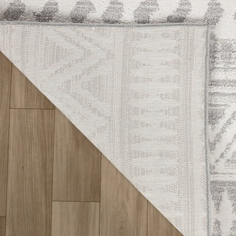 8' X 11' Gray and Cream Abstract Distressed Area Rug