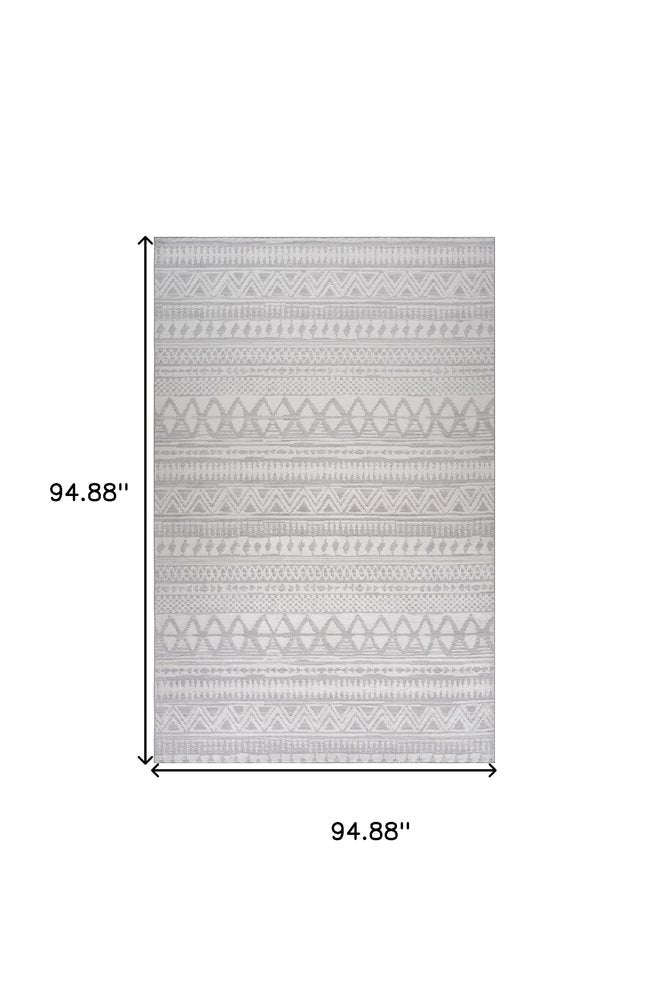 8' X 11' Gray and Cream Abstract Distressed Area Rug