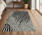 4' X 6' Cream and Black Abstract Distressed Area Rug
