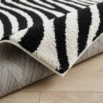 8' X 11' Cream and Black Abstract Distressed Area Rug