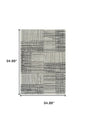 8' X 11' Cream and Black Abstract Distressed Area Rug