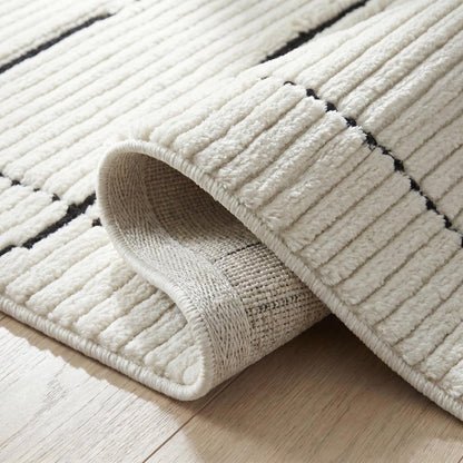5' X 8' Cream and Green Abstract Distressed Area Rug