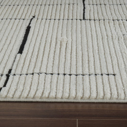 8' X 11' Cream and Green Abstract Distressed Area Rug