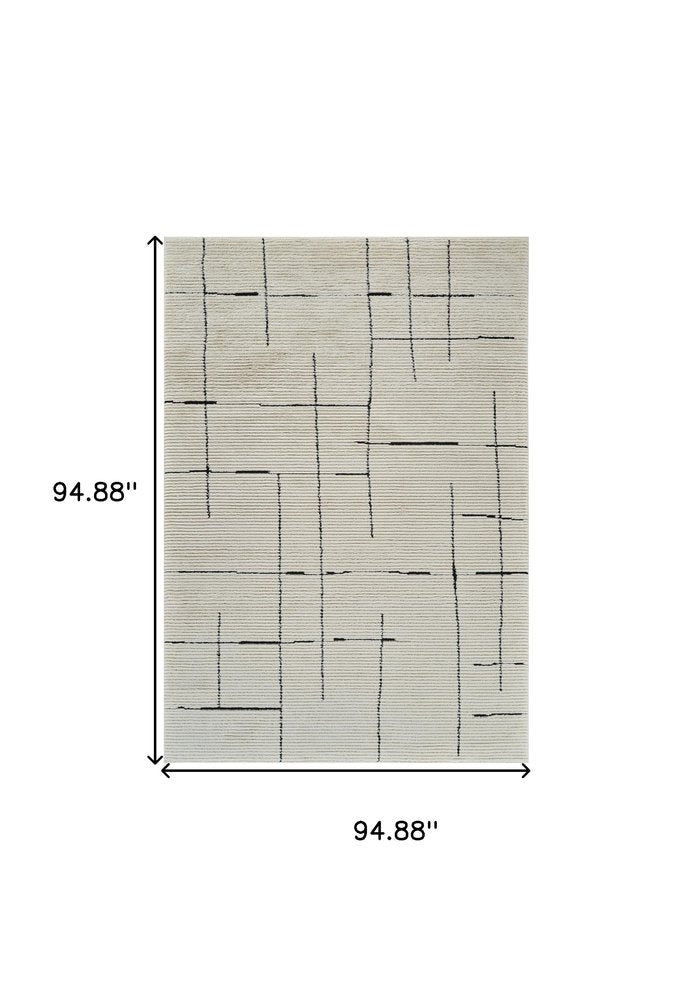 8' X 11' Cream and Green Abstract Distressed Area Rug