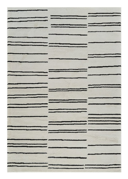 4' X 6' Cream and Black Abstract Distressed Area Rug