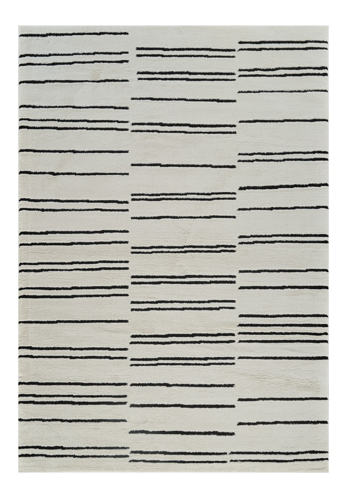 7' X 10' Cream and Black Abstract Distressed Area Rug