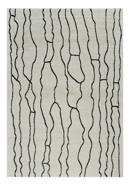 4' X 6' Cream and Black Abstract Distressed Area Rug