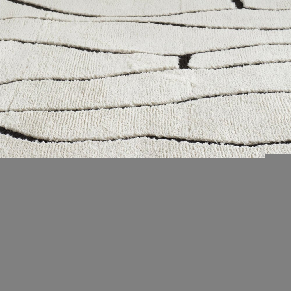 8' X 11' Cream and Black Abstract Distressed Area Rug