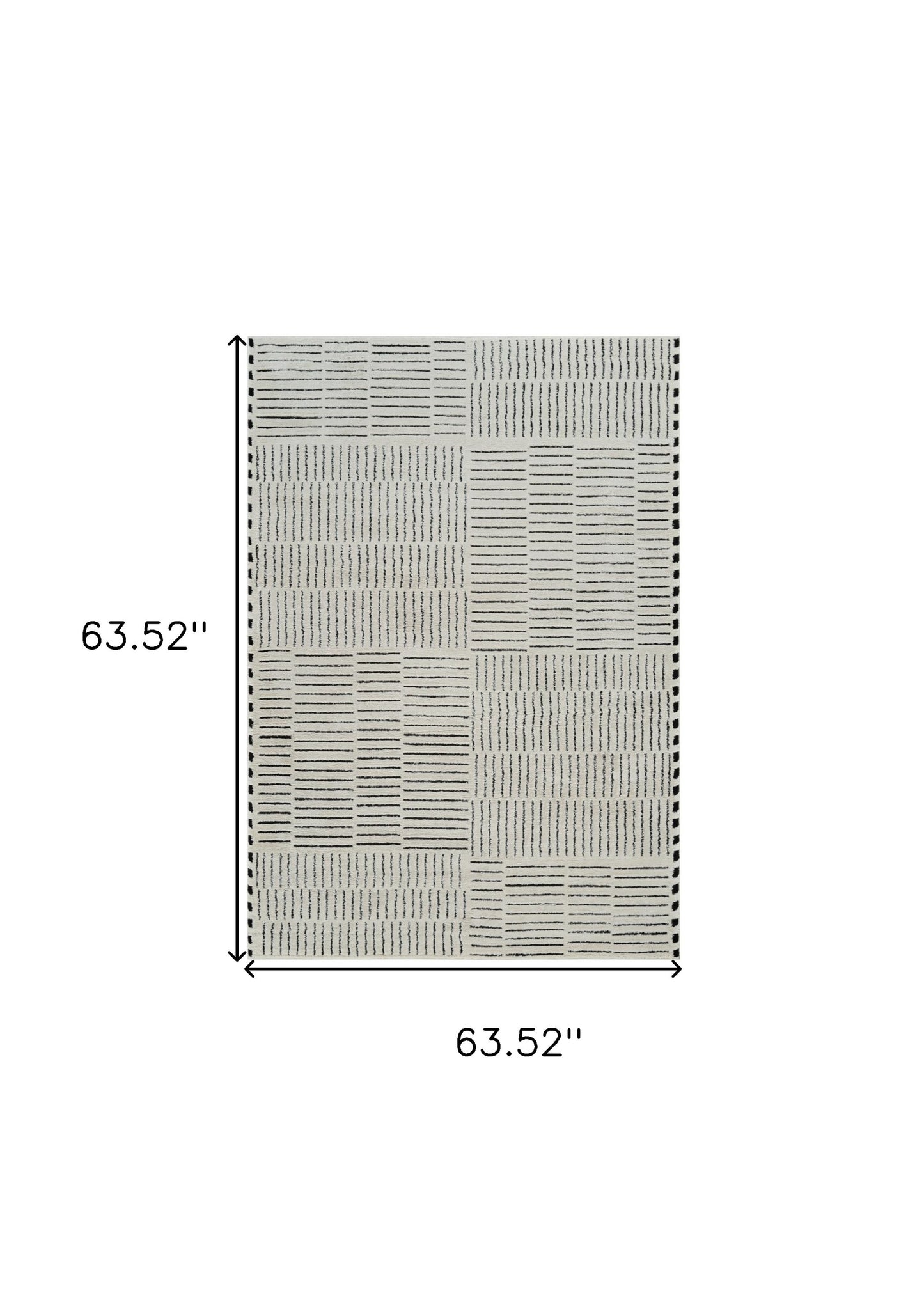 5' X 8' Cream and Black Abstract Distressed Area Rug