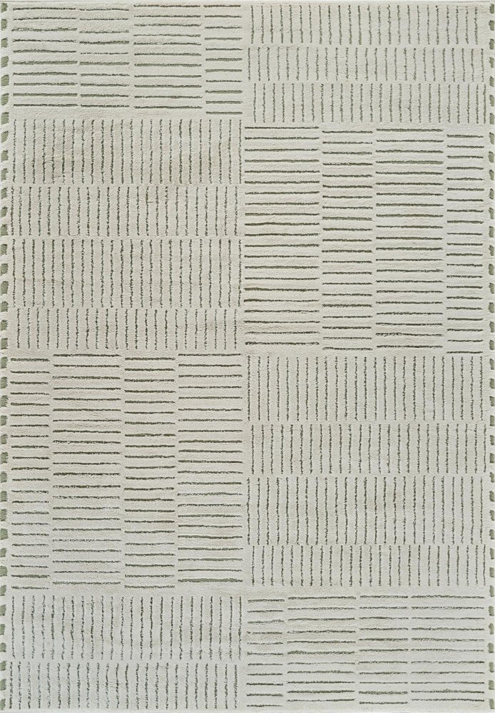 4' X 6' Cream and Green Abstract Distressed Area Rug