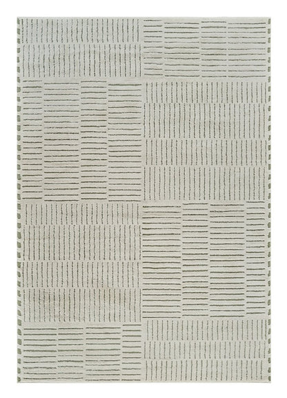 4' X 6' Cream and Green Abstract Distressed Area Rug