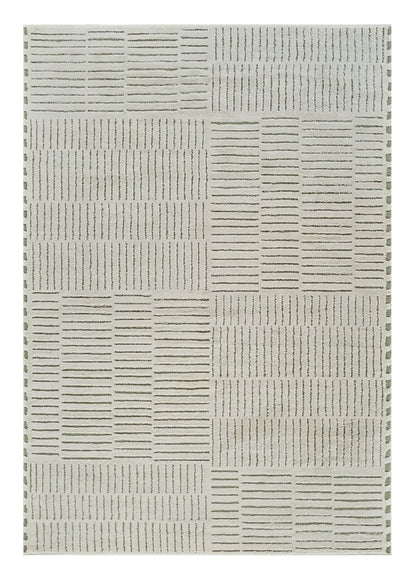 4' X 6' Cream and Green Abstract Distressed Area Rug