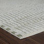 7' X 10' Cream and Green Abstract Distressed Area Rug