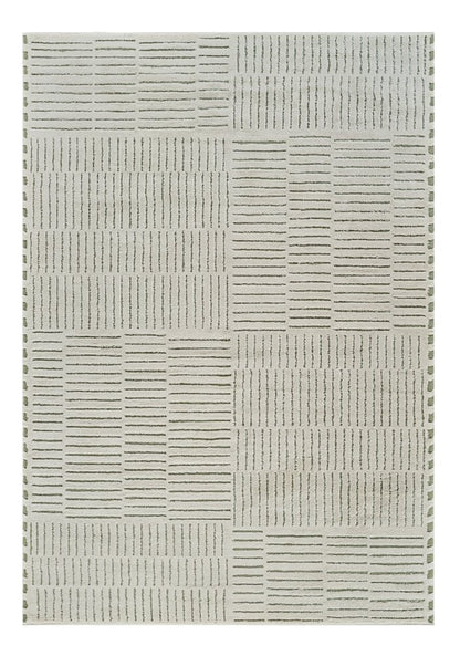 8' X 11' Cream And Green Abstract Distressed Area Rug