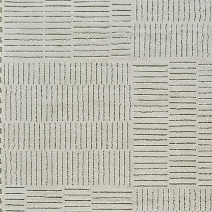 8' X 11' Cream and Green Abstract Distressed Area Rug