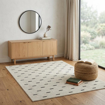 4' X 6' Cream and Black Abstract Distressed Area Rug