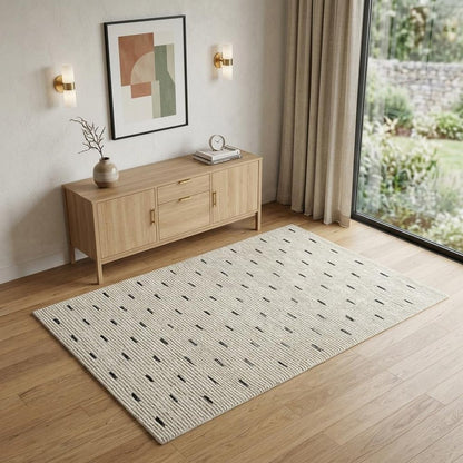 4' X 6' Cream and Black Abstract Distressed Area Rug