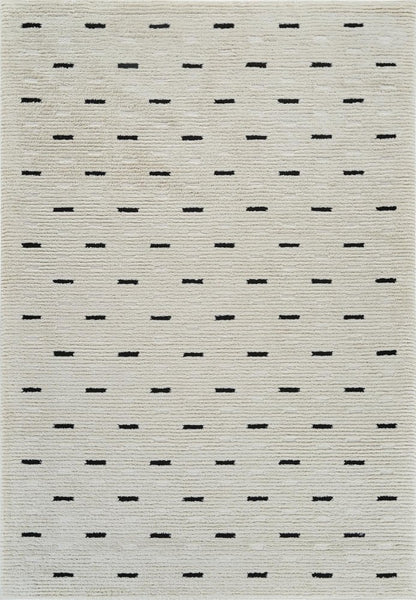 4' X 6' Cream and Black Abstract Distressed Area Rug