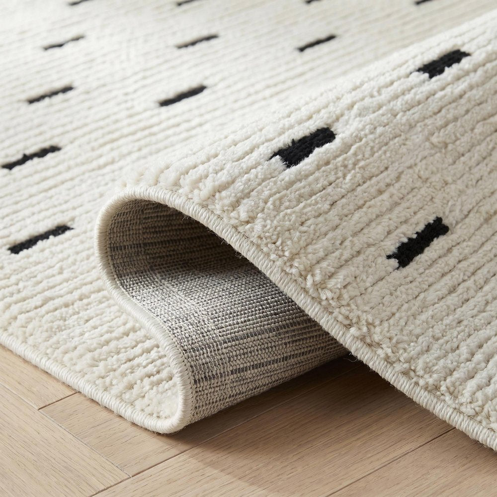 4' X 6' Cream and Black Abstract Distressed Area Rug