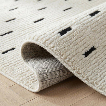 4' X 6' Cream and Black Abstract Distressed Area Rug