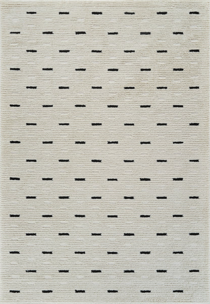 4' X 6' Cream and Black Abstract Distressed Area Rug