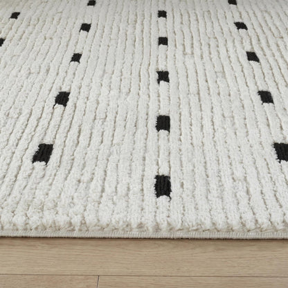 4' X 6' Cream and Black Abstract Distressed Area Rug