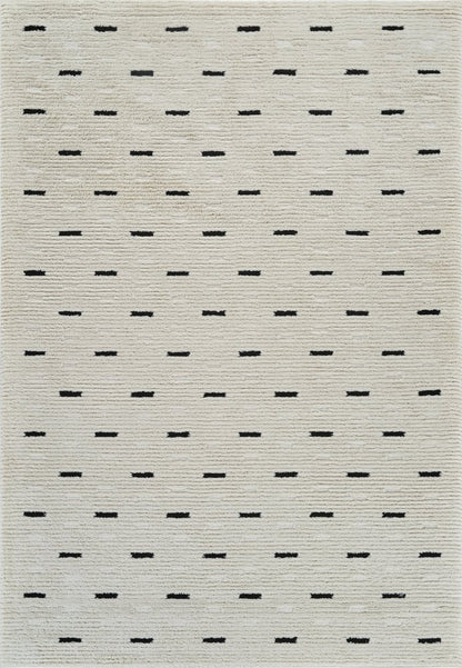 5' X 8' Cream and Black Abstract Distressed Area Rug