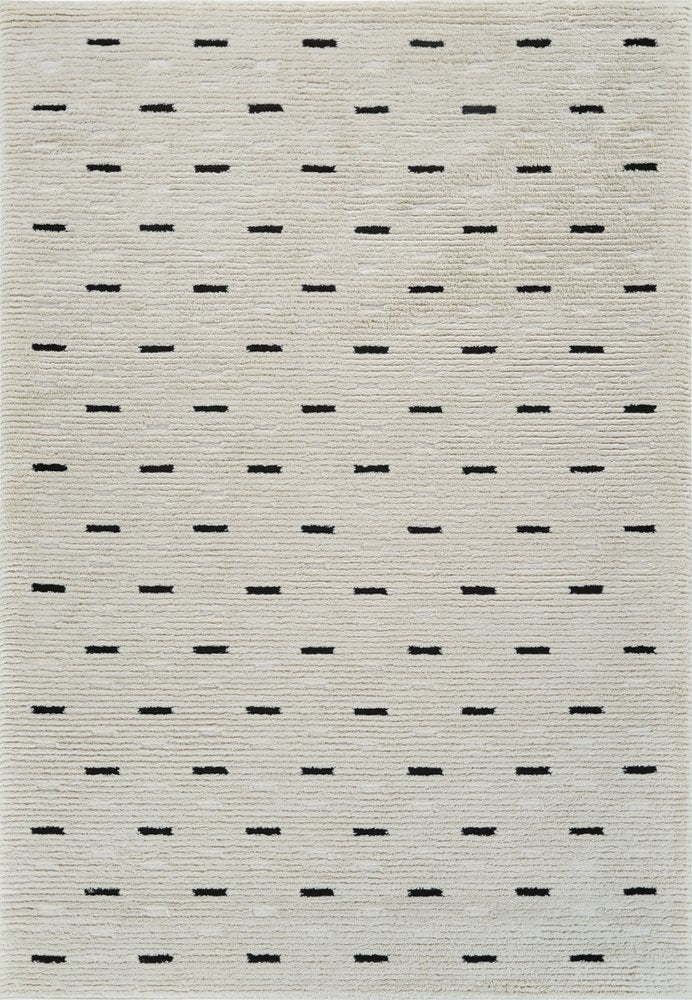 5' X 8' Cream and Black Abstract Distressed Area Rug