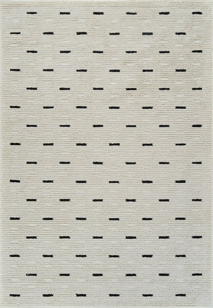 8' X 11' Cream and Black Abstract Distressed Area Rug