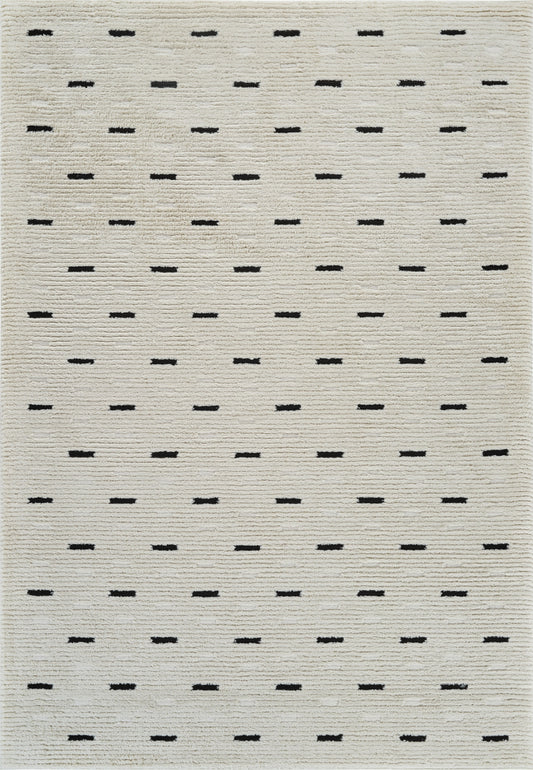 8' X 11' Cream and Black Abstract Distressed Area Rug