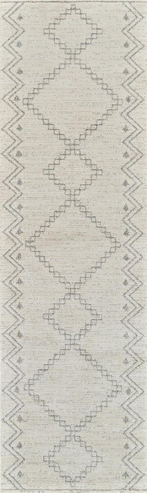 8' Cream And Beige Abstract Distressed Runner Rug