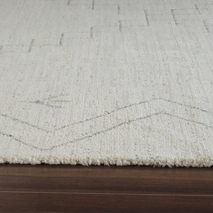 8' Cream and Beige Abstract Distressed Area Rug