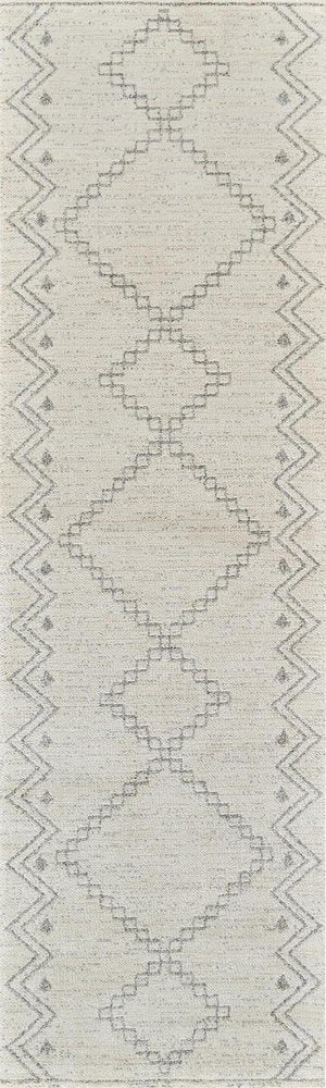 8' Cream And Beige Abstract Distressed Runner Rug