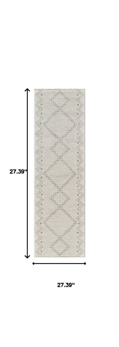 8' Cream and Beige Abstract Distressed Area Rug