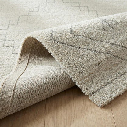 8' Cream And Beige Abstract Distressed Runner Rug