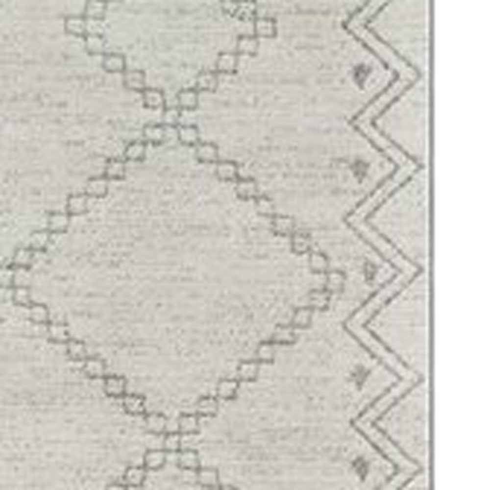 8' Cream and Beige Abstract Distressed Area Rug