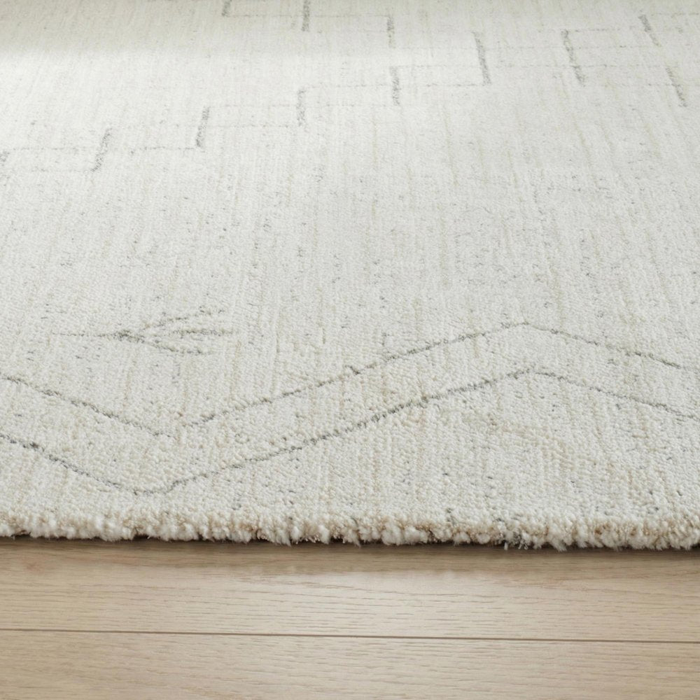 8' Cream And Beige Abstract Distressed Runner Rug
