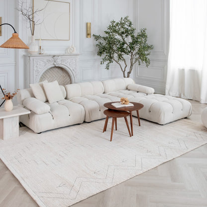 4' X 6' Cream and Beige Abstract Distressed Area Rug