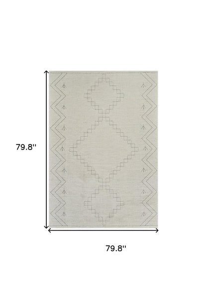 7' X 10' Cream and Beige Abstract Distressed Area Rug