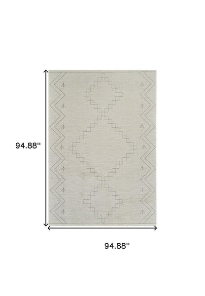 8' X 11' Cream and Beige Abstract Distressed Area Rug