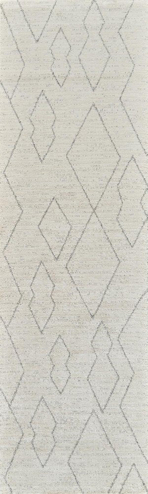 8' Cream And Beige Abstract Distressed Runner Rug