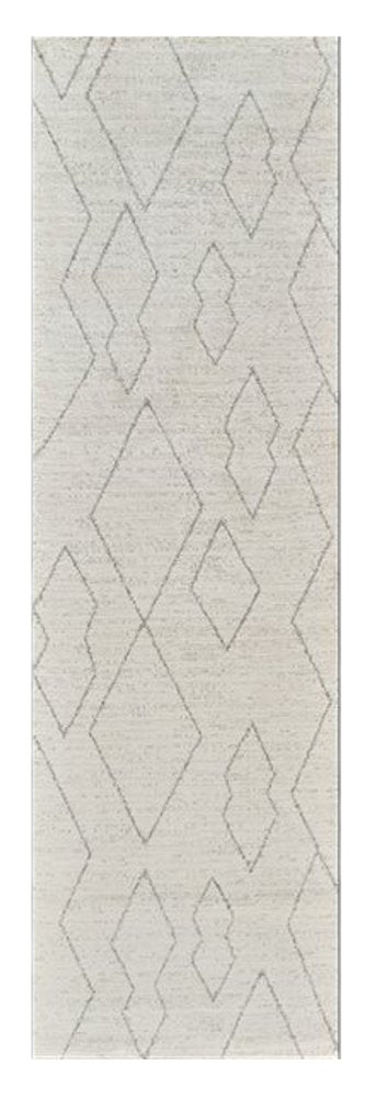 8' Cream And Beige Abstract Distressed Runner Rug