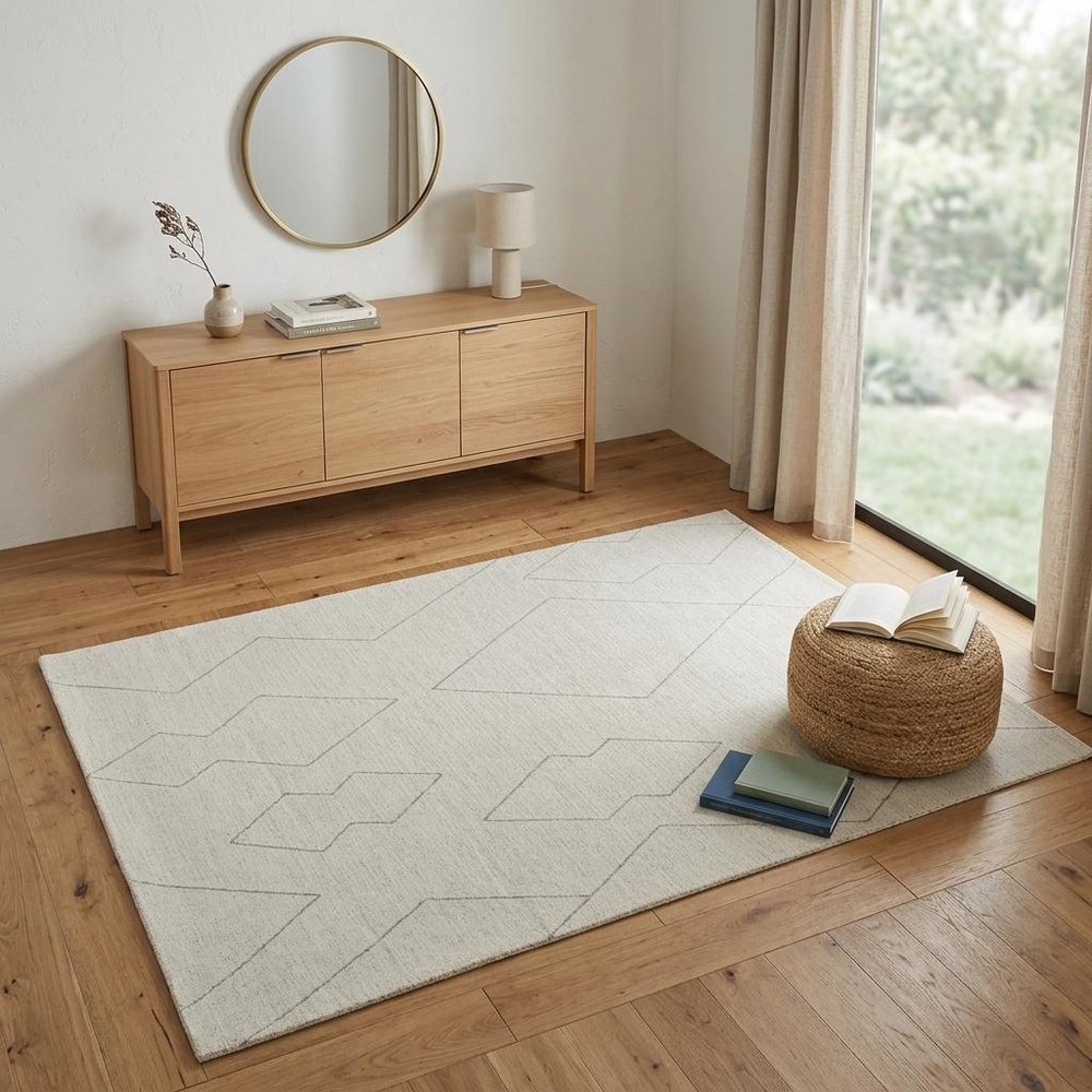 4' X 6' Cream and Beige Abstract Distressed Area Rug