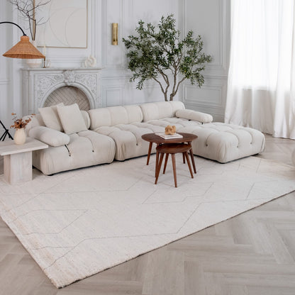 5' X 8' Cream and Beige Abstract Distressed Area Rug