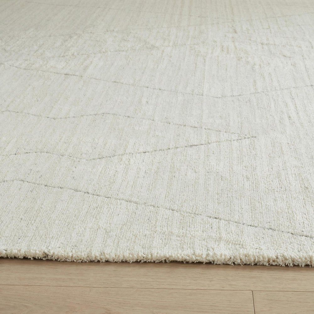 5' X 8' Cream and Beige Abstract Distressed Area Rug