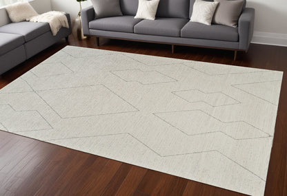 7' X 10' Cream and Beige Abstract Distressed Area Rug