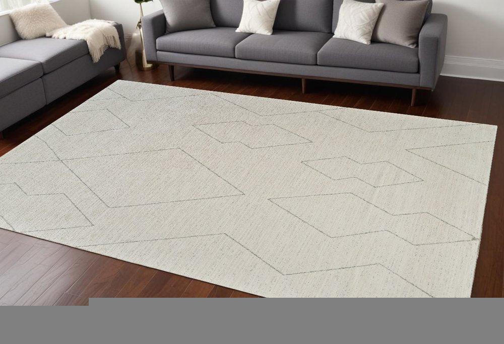 7' X 10' Cream and Beige Abstract Distressed Area Rug