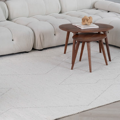 7' X 10' Cream and Beige Abstract Distressed Area Rug